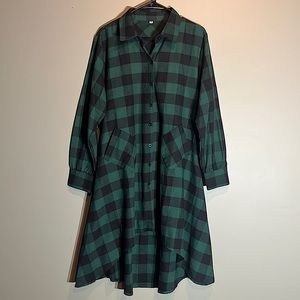 Green Plaid Flannel Dress